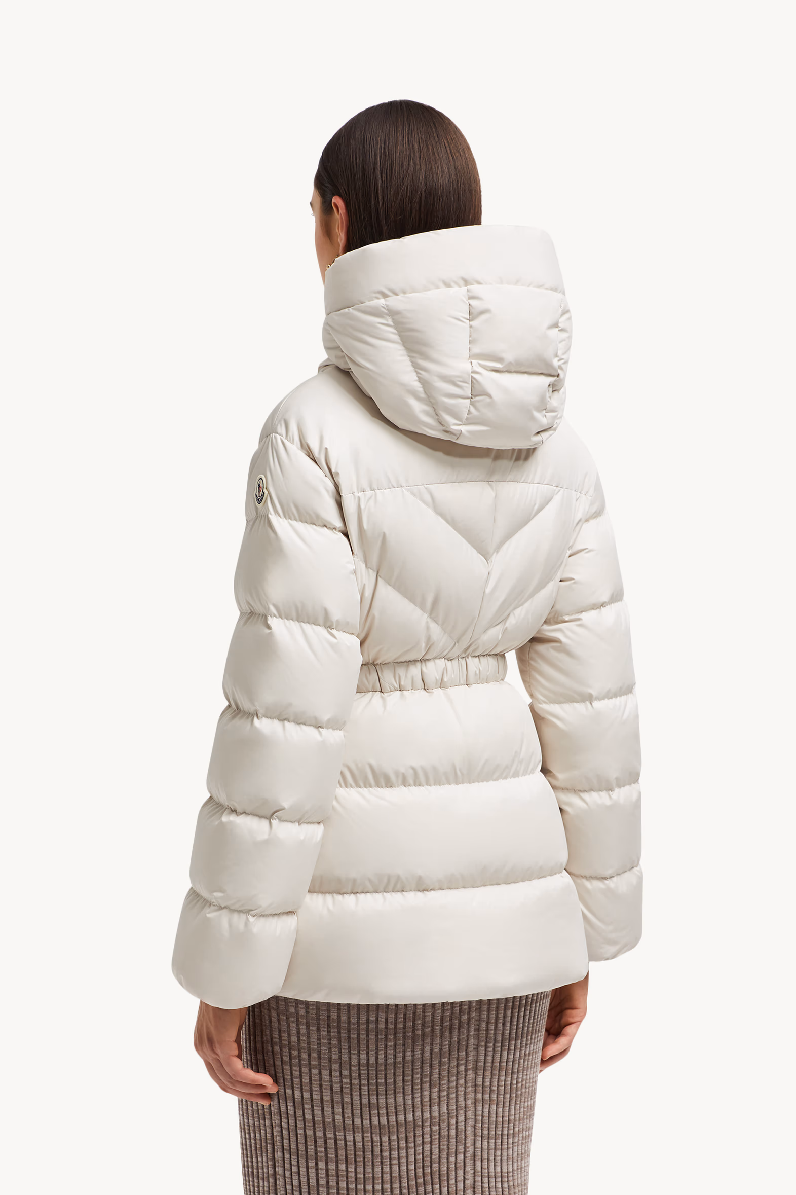 Doudoune courte Brosse à capuche et matelassage diagonal Blanc Moncler 5